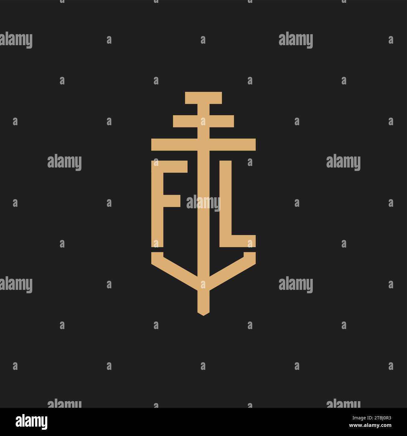 FL initial logo monogram with pillar icon design vector, law firm logo design inspiration Stock Vector