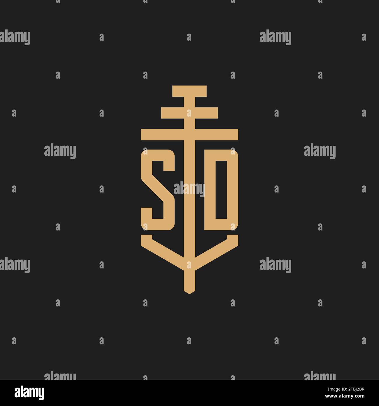 SD initial logo monogram with pillar icon design vector, law firm logo design inspiration Stock Vector