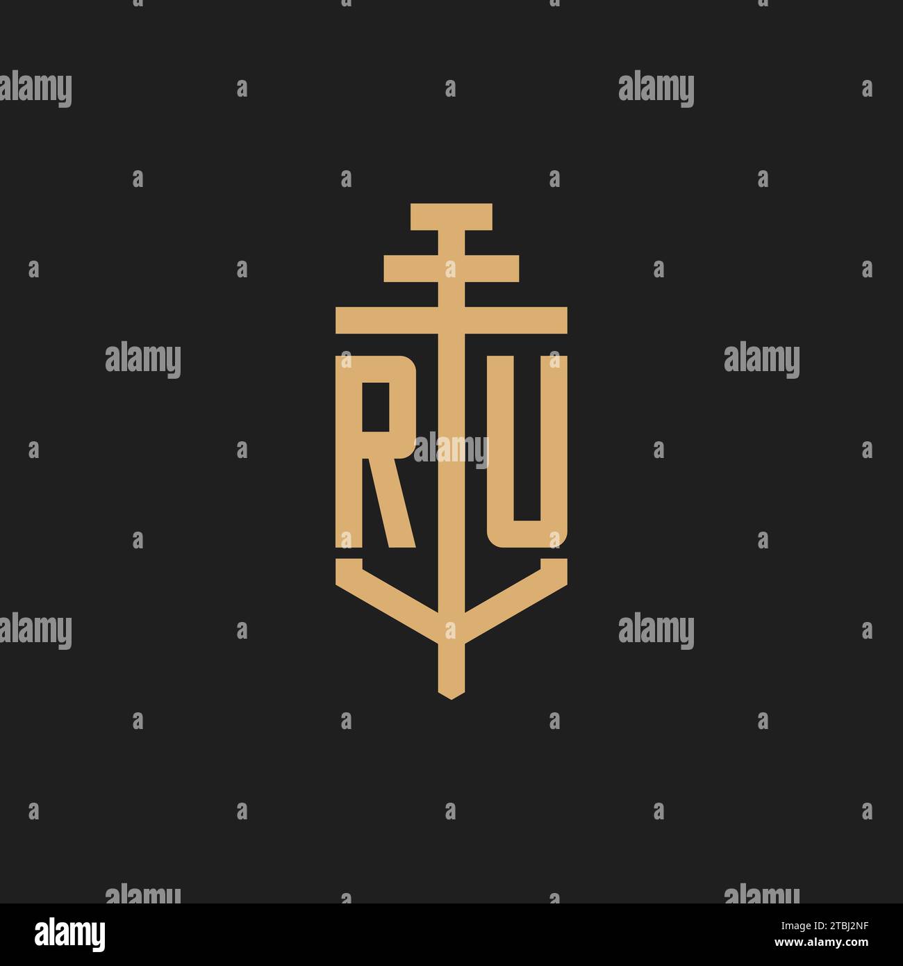 RU initial logo monogram with pillar icon design vector, law firm logo ...
