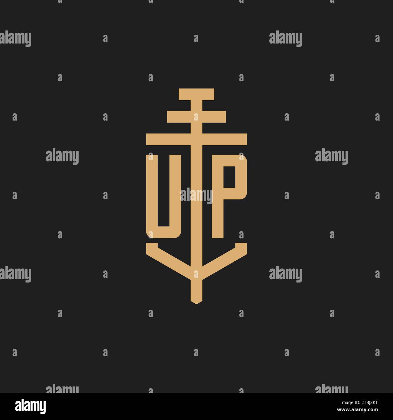UP initial logo monogram with pillar icon design vector, law firm logo ...
