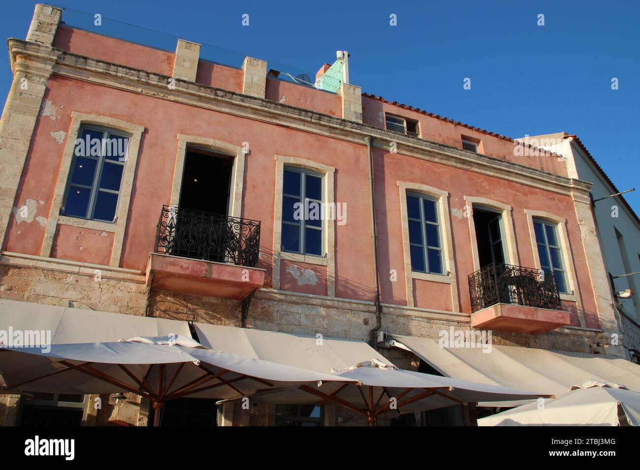 habitation building in chania in crete in greece Stock Photo