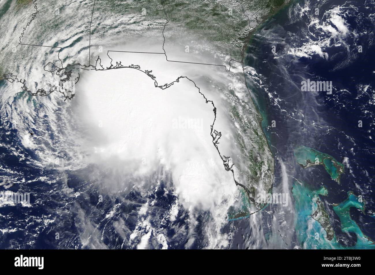 September 14, 2020 - Satellite view of Hurricane Sally as it approached the U.S. Gulf Coast. Stock Photo
