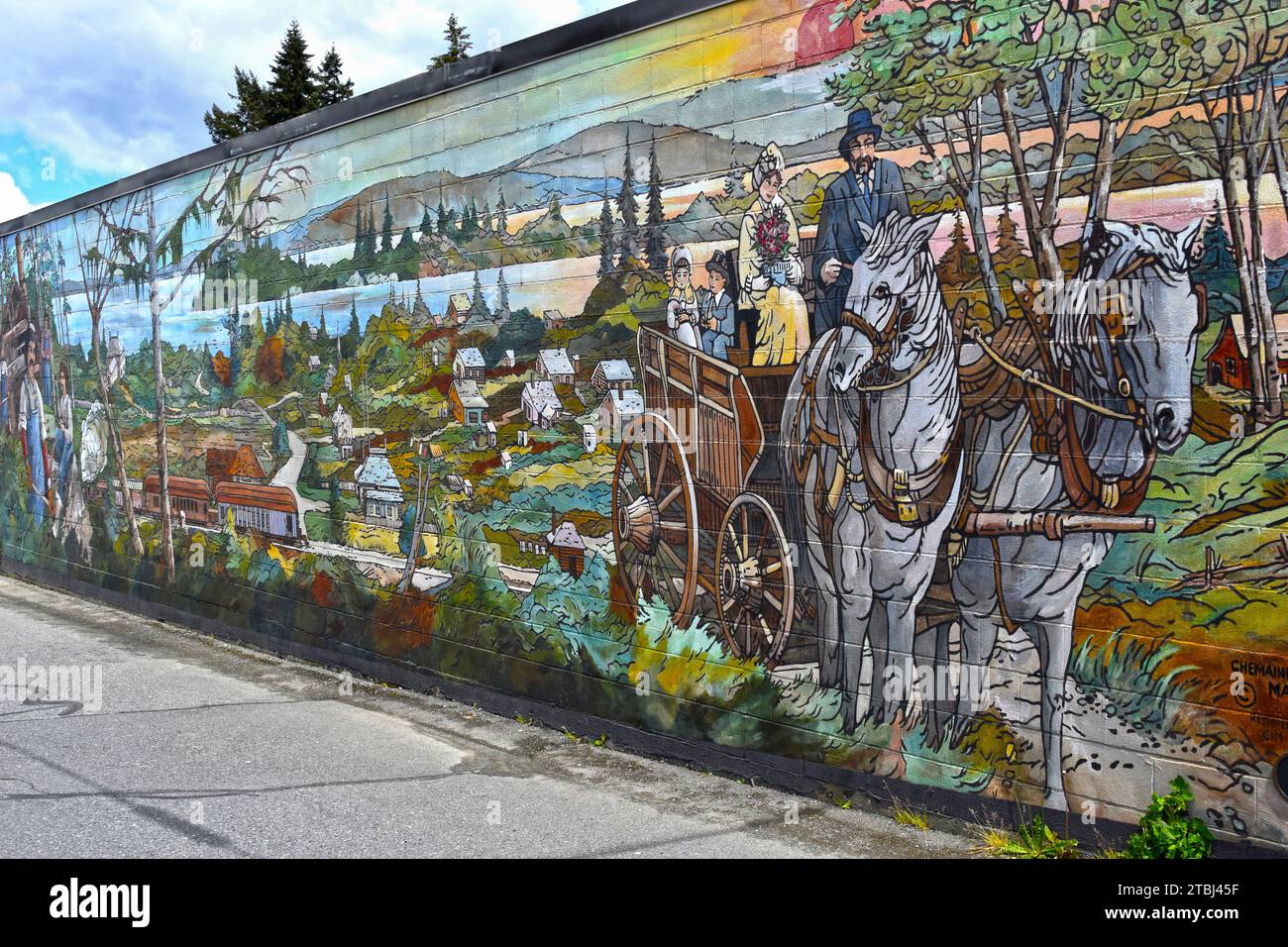 CHEMAINUS, CANADA - MAY 16, 2017: The mural 'Chemainus 1891', painted 1983 by David Maclagan, is one of more than 40 murals at the town Chemainus attr Stock Photo