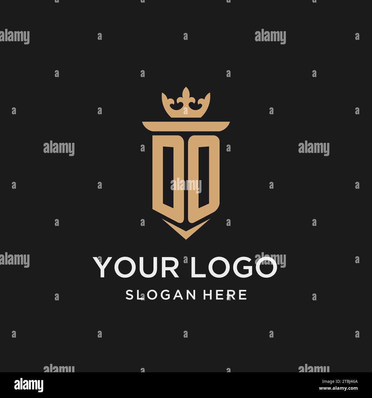 DO monogram with medieval style, luxury and elegant initial logo design ideas Stock Vector