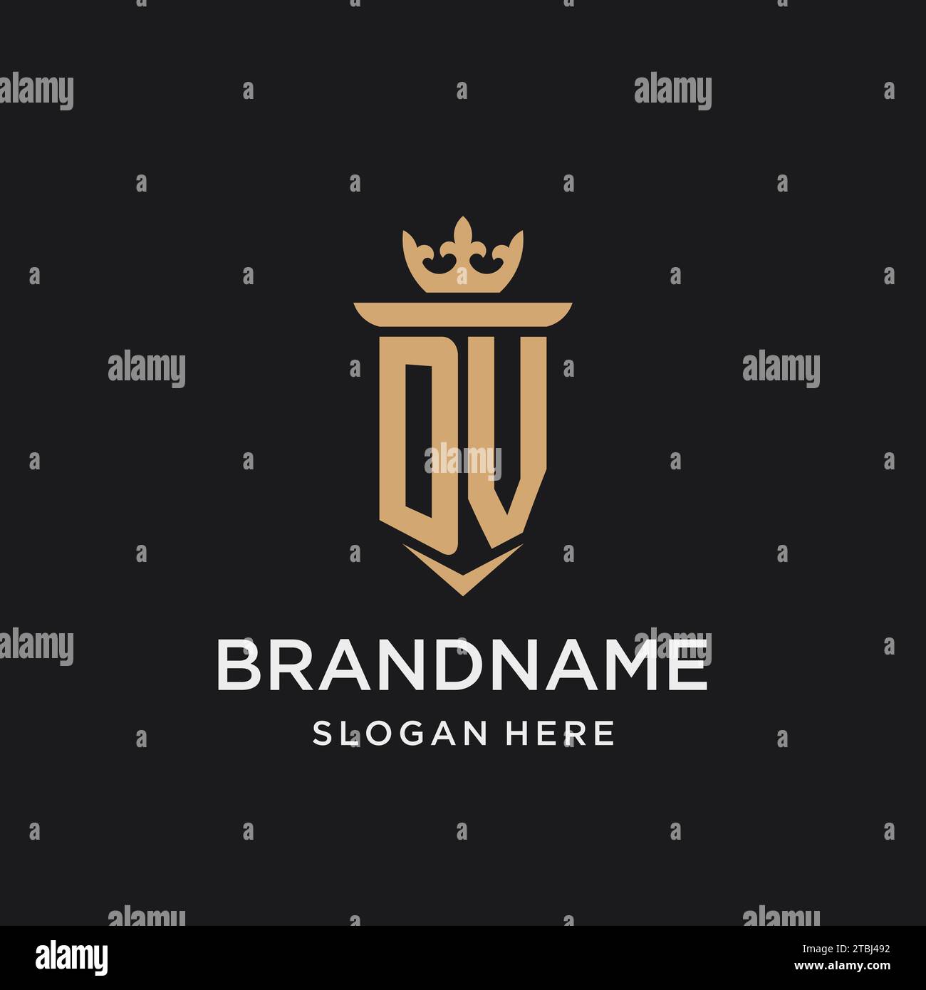 DV monogram with medieval style, luxury and elegant initial logo design ideas Stock Vector