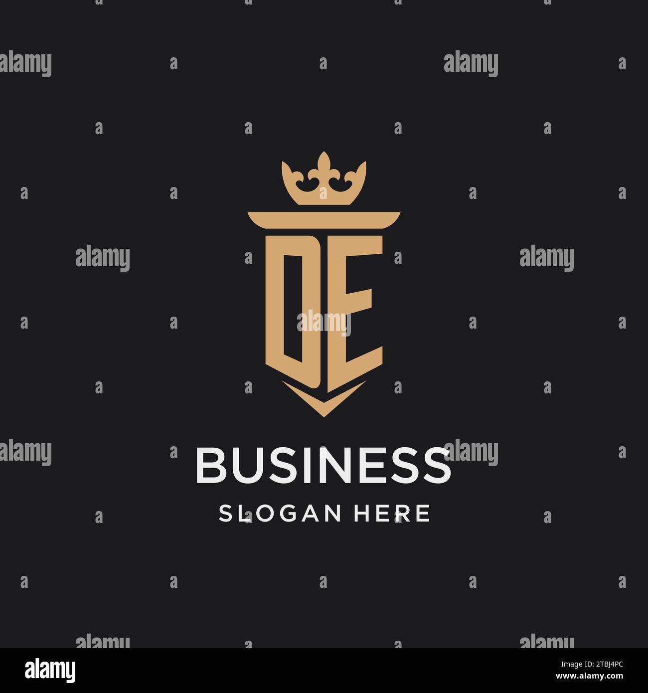 DE monogram with medieval style, luxury and elegant initial logo design ideas Stock Vector
