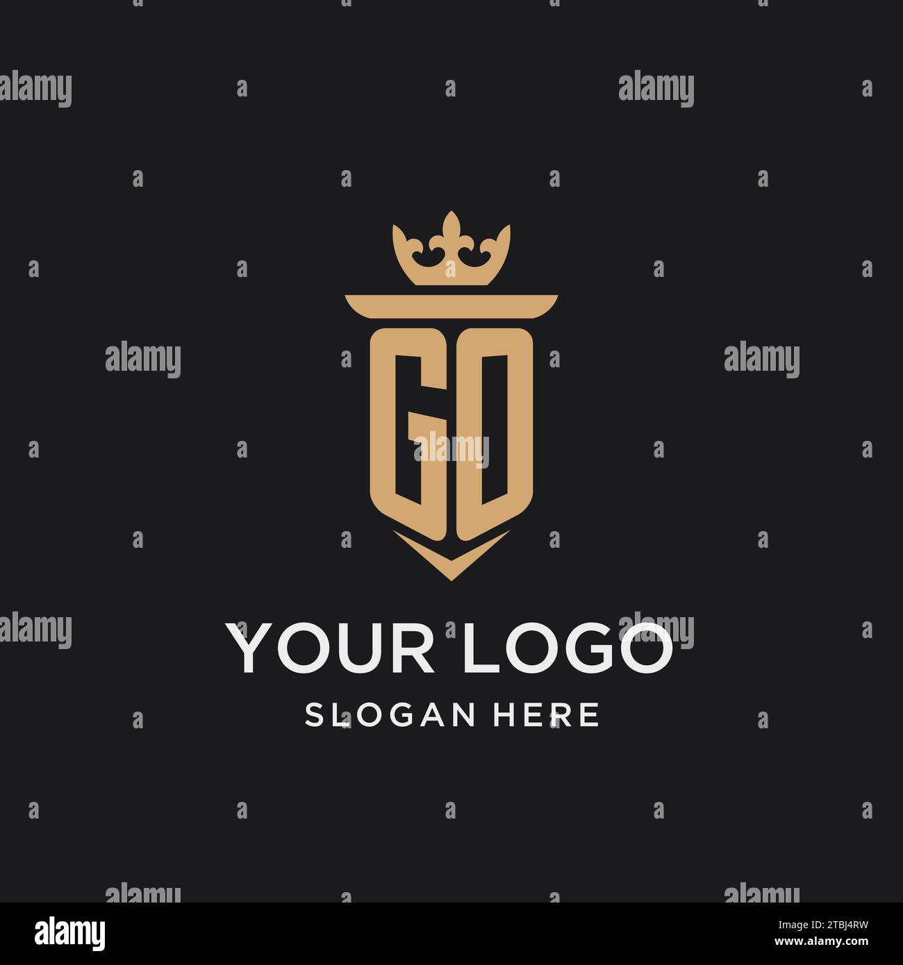 GO monogram with medieval style, luxury and elegant initial logo design ...
