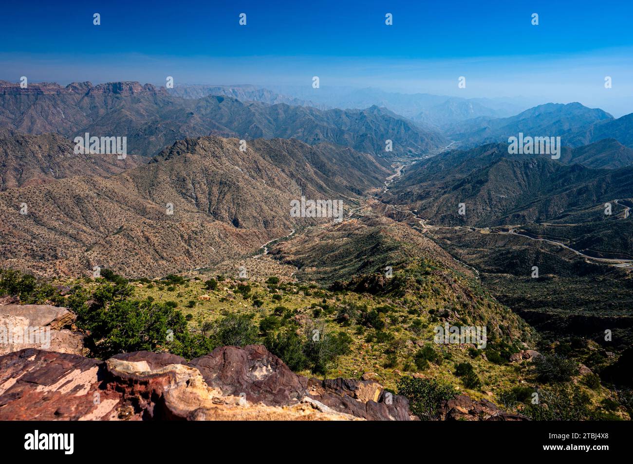 Landscape of the Asir Mountains in Saudi Arabia. Stock Photo