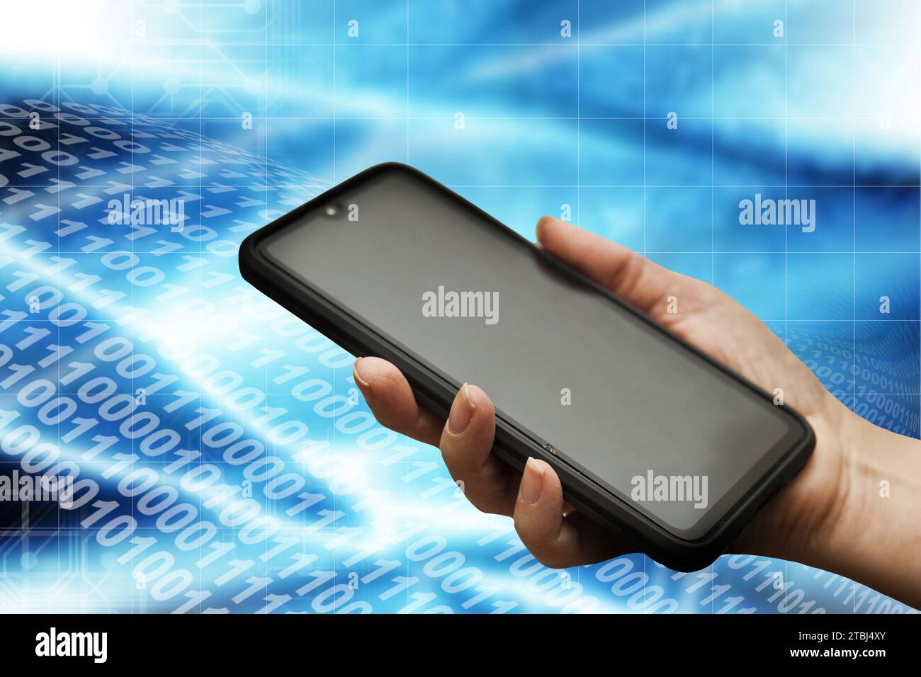 woman hand holding a smartphone with blank screen Stock Photo