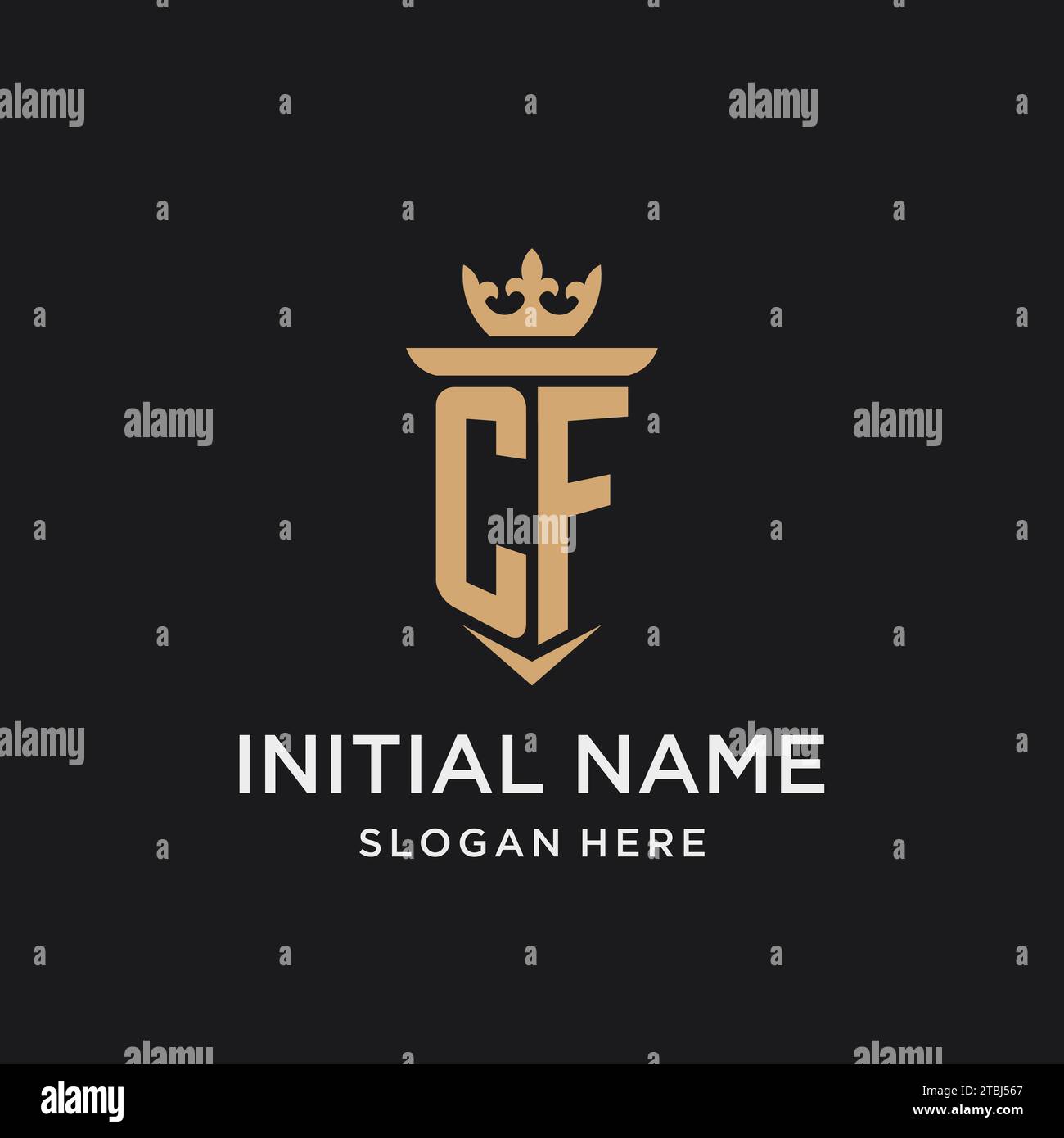 CF monogram with medieval style, luxury and elegant initial logo design ideas Stock Vector