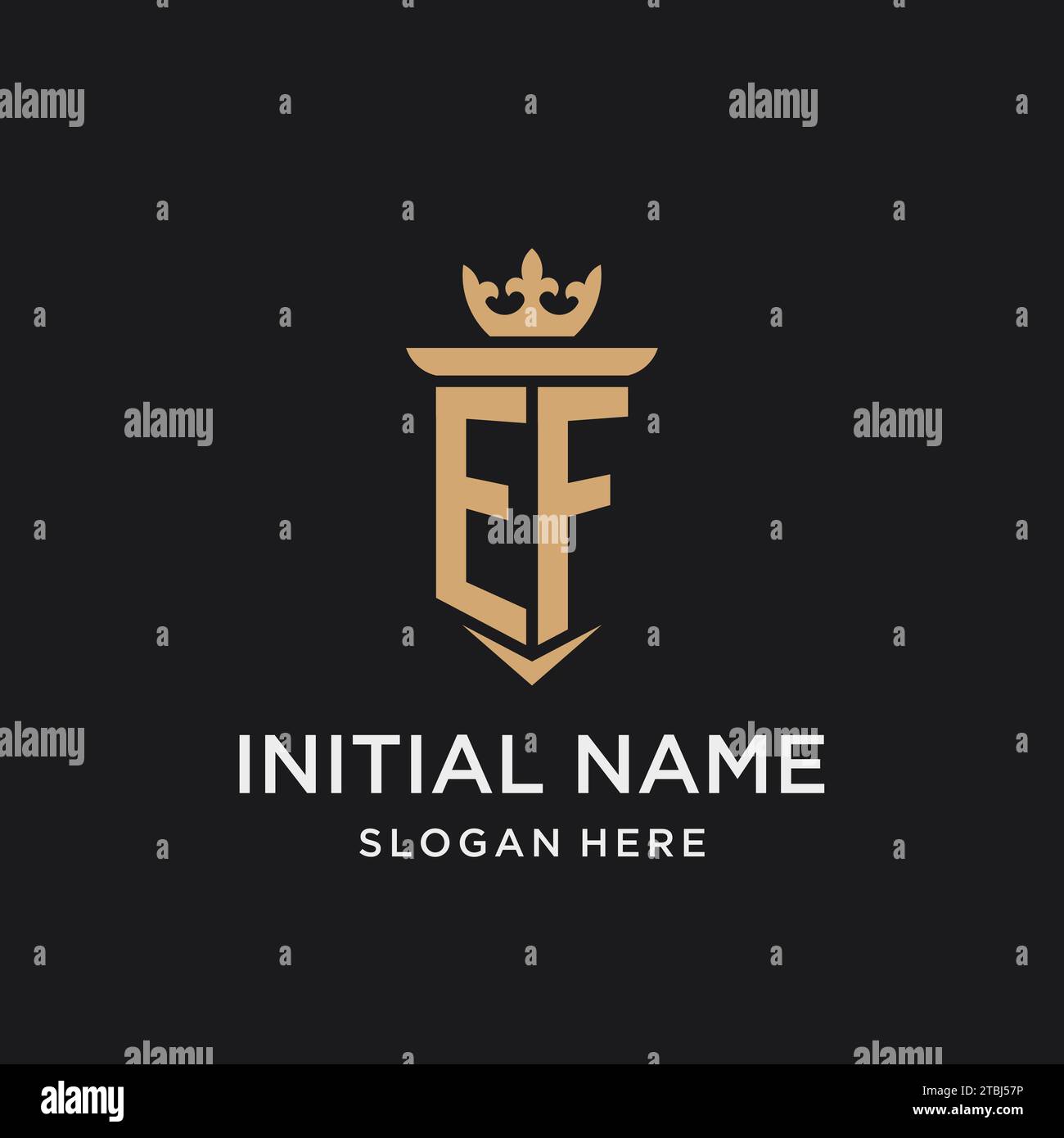 EF monogram with medieval style, luxury and elegant initial logo design ideas Stock Vector