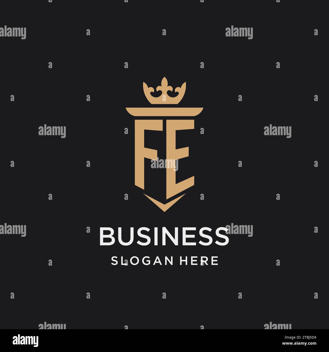 FE monogram with medieval style, luxury and elegant initial logo design ideas Stock Vector