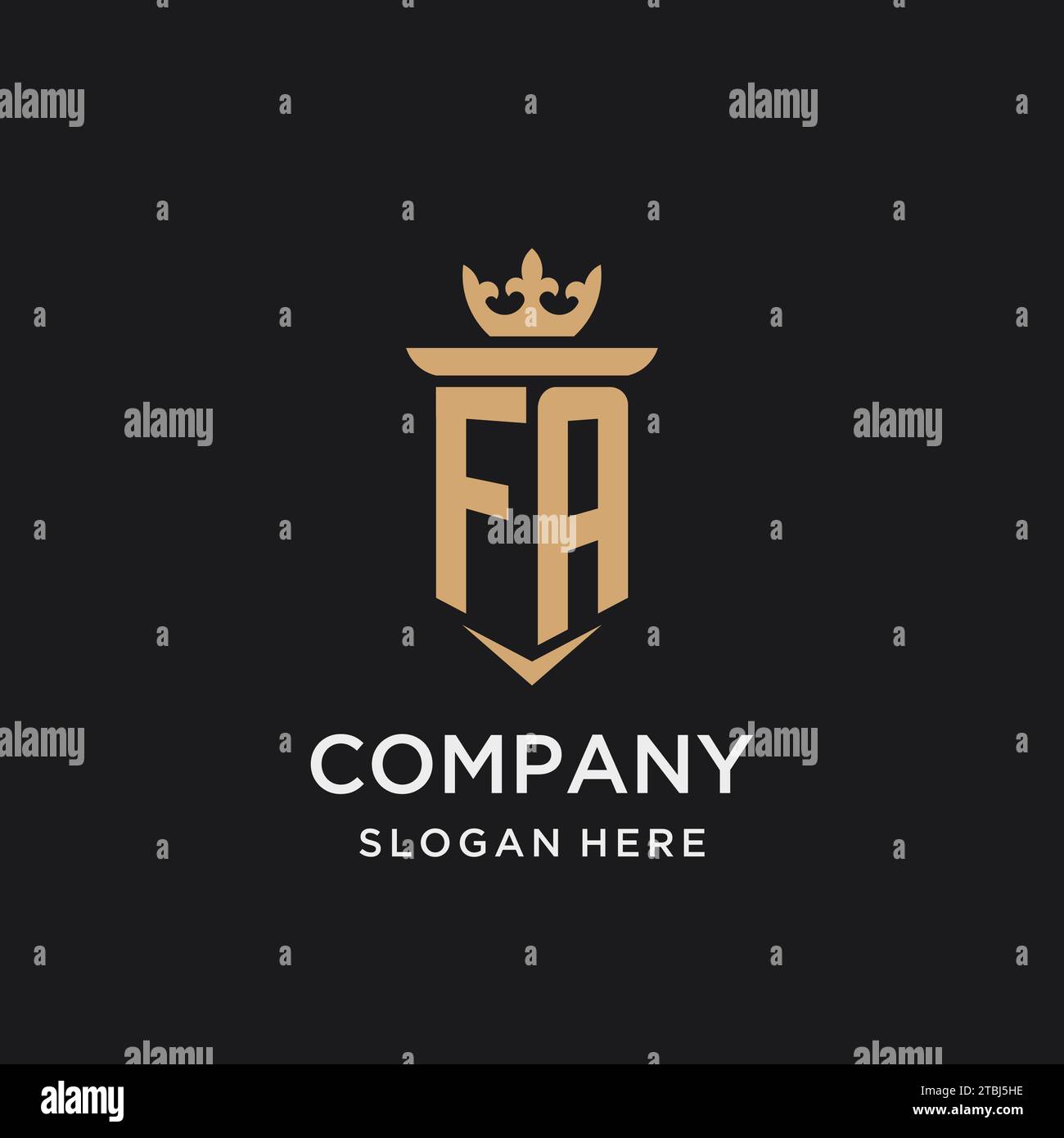 FA monogram with medieval style, luxury and elegant initial logo design ideas Stock Vector