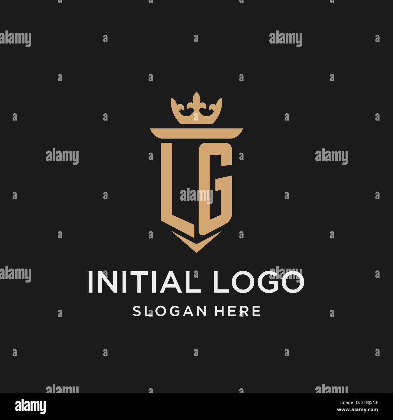 LG monogram with medieval style, luxury and elegant initial logo design ideas Stock Vector