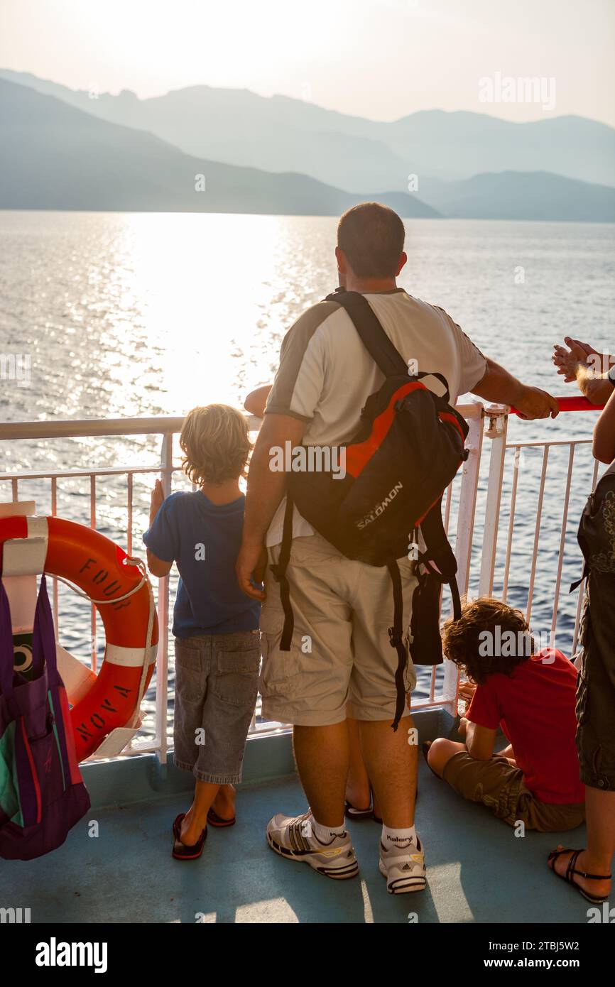 Passengers on the Nice Bastia ferry departing from Nice, France. Stock Photo