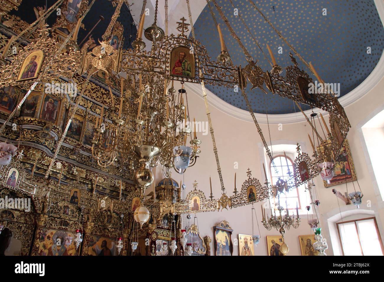 church of an orthodox monastery (agia triada) in crete in greece Stock Photo