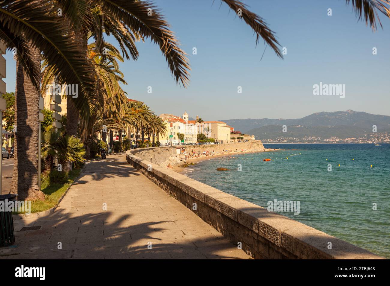 Seaside promenade, Ajaccio, Corsica, France Stock Photo