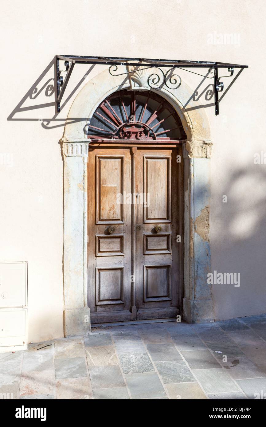 Door of a house in St-Florent, Corsica, France Stock Photo