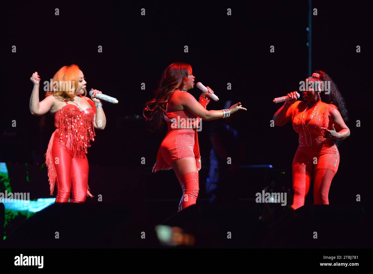 Miami, USA. 03rd Dec, 2023. MIAMI, FLORIDA - DECEMBER 03: Tiny Harris, Kandi Burruss and Tamika Scott of R&B group Xscape perform live on stage during 'Miami R&B Music Experience' concert at Kaseya Center on December 03, 2023 in Miami, Florida. (Photo by JL/Sipa USA) Credit: Sipa USA/Alamy Live News Stock Photo