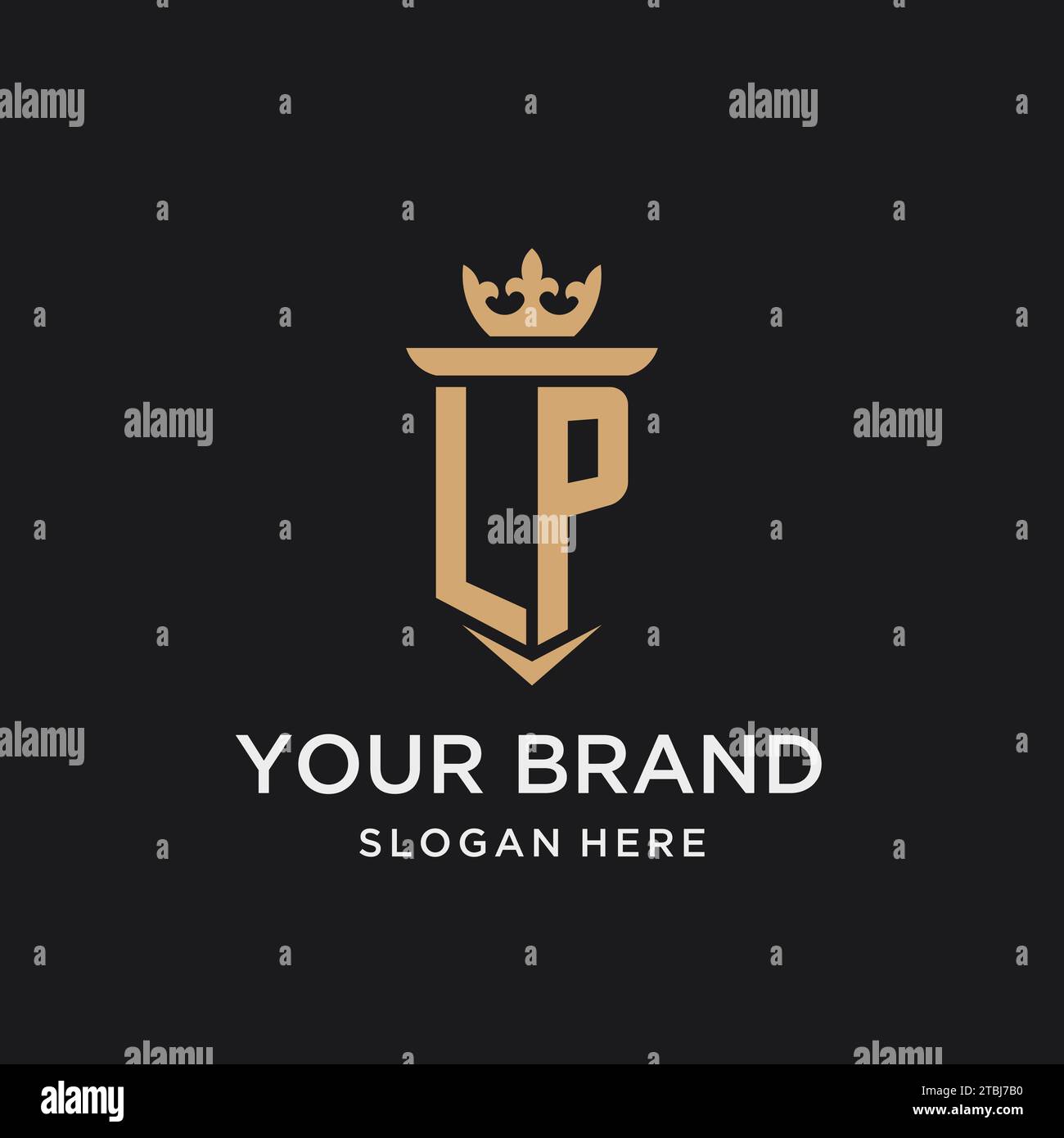 LP monogram with medieval style, luxury and elegant initial logo design ideas Stock Vector