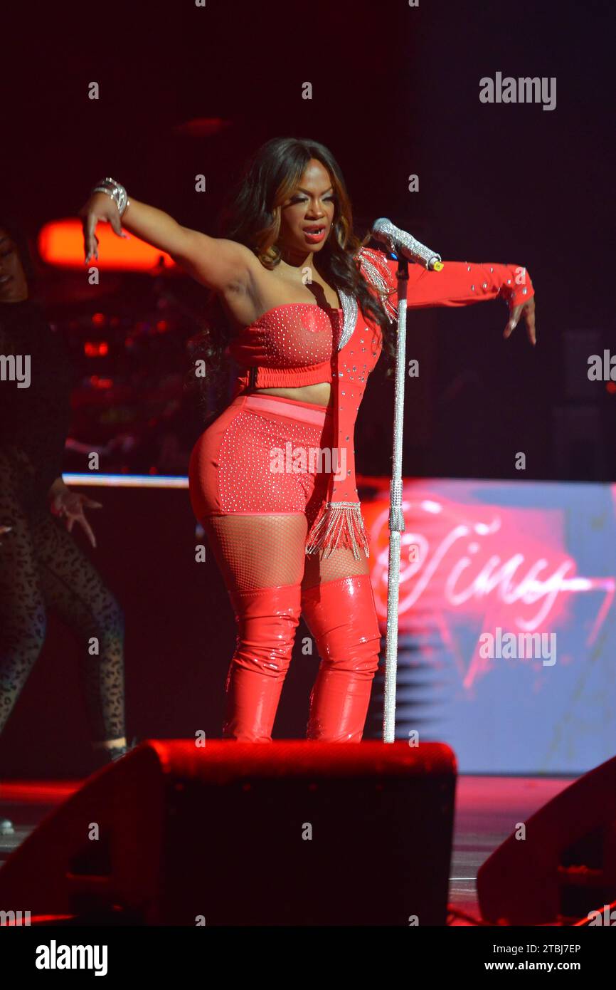 Miami, USA. 03rd Dec, 2023. MIAMI, FLORIDA - DECEMBER 03: Kandi Burruss of R&B group Xscape performs live on stage during 'Miami R&B Music Experience' concert at Kaseya Center on December 03, 2023 in Miami, Florida. (Photo by JL/Sipa USA) Credit: Sipa USA/Alamy Live News Stock Photo