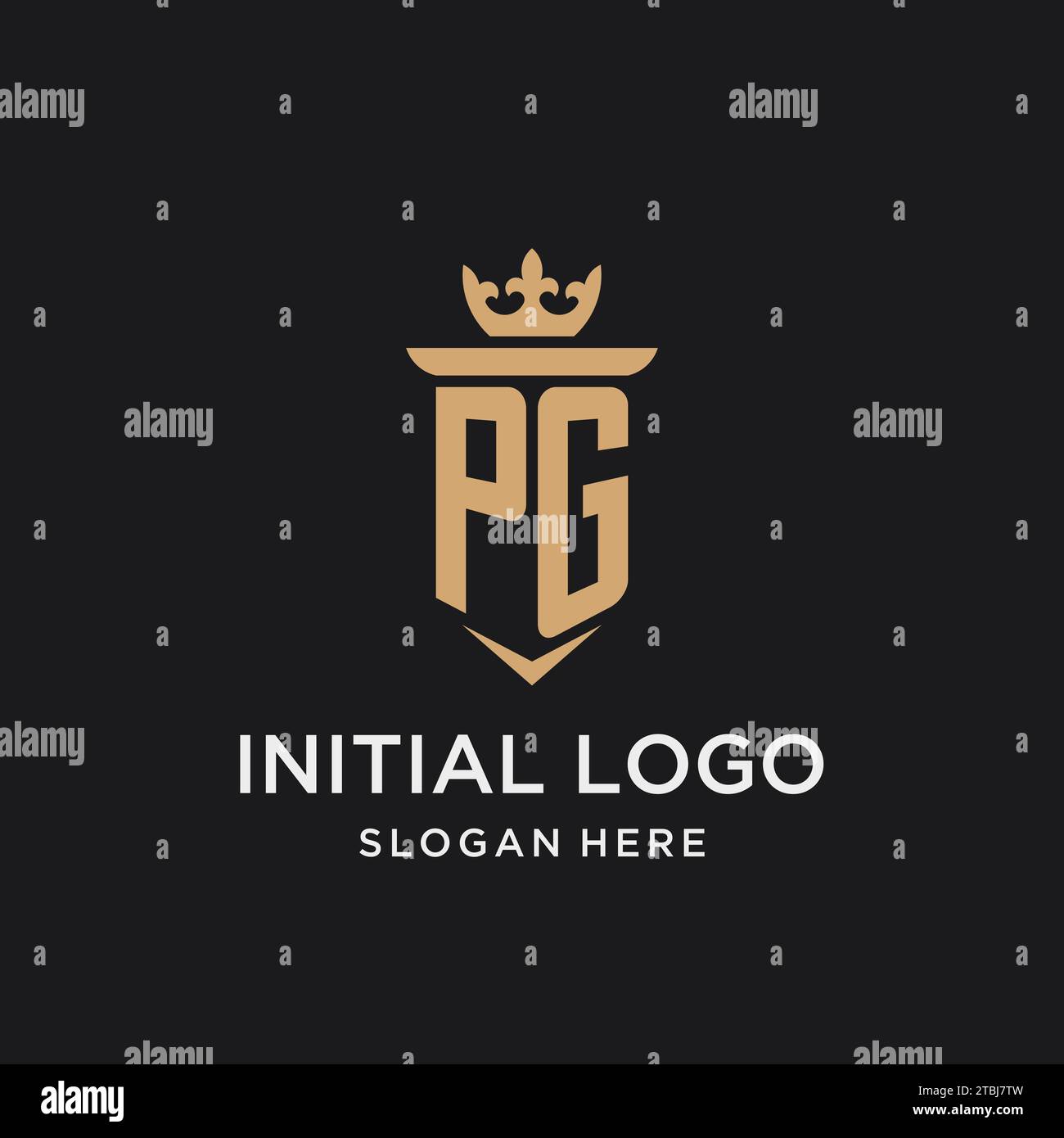 PG monogram with medieval style, luxury and elegant initial logo design ideas Stock Vector