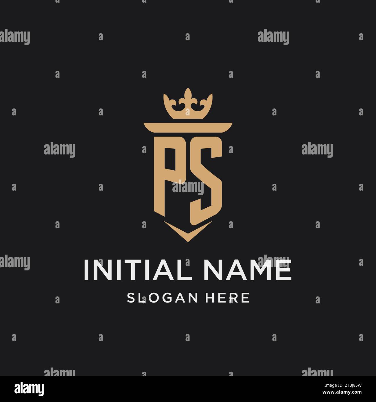 PS monogram with medieval style, luxury and elegant initial logo design ideas Stock Vector