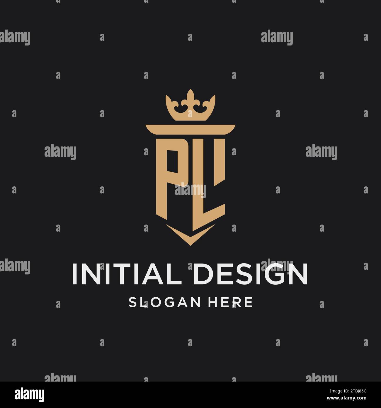 PL monogram with medieval style, luxury and elegant initial logo design ideas Stock Vector