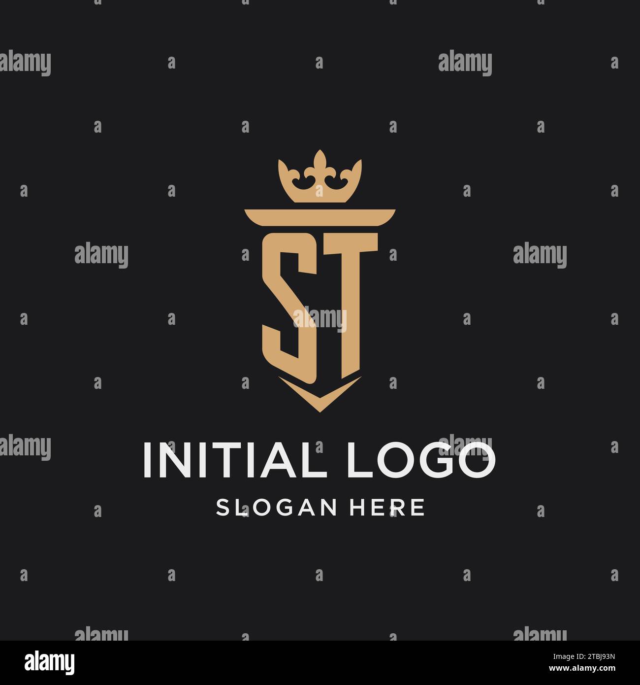 ST monogram with medieval style, luxury and elegant initial logo design ideas Stock Vector