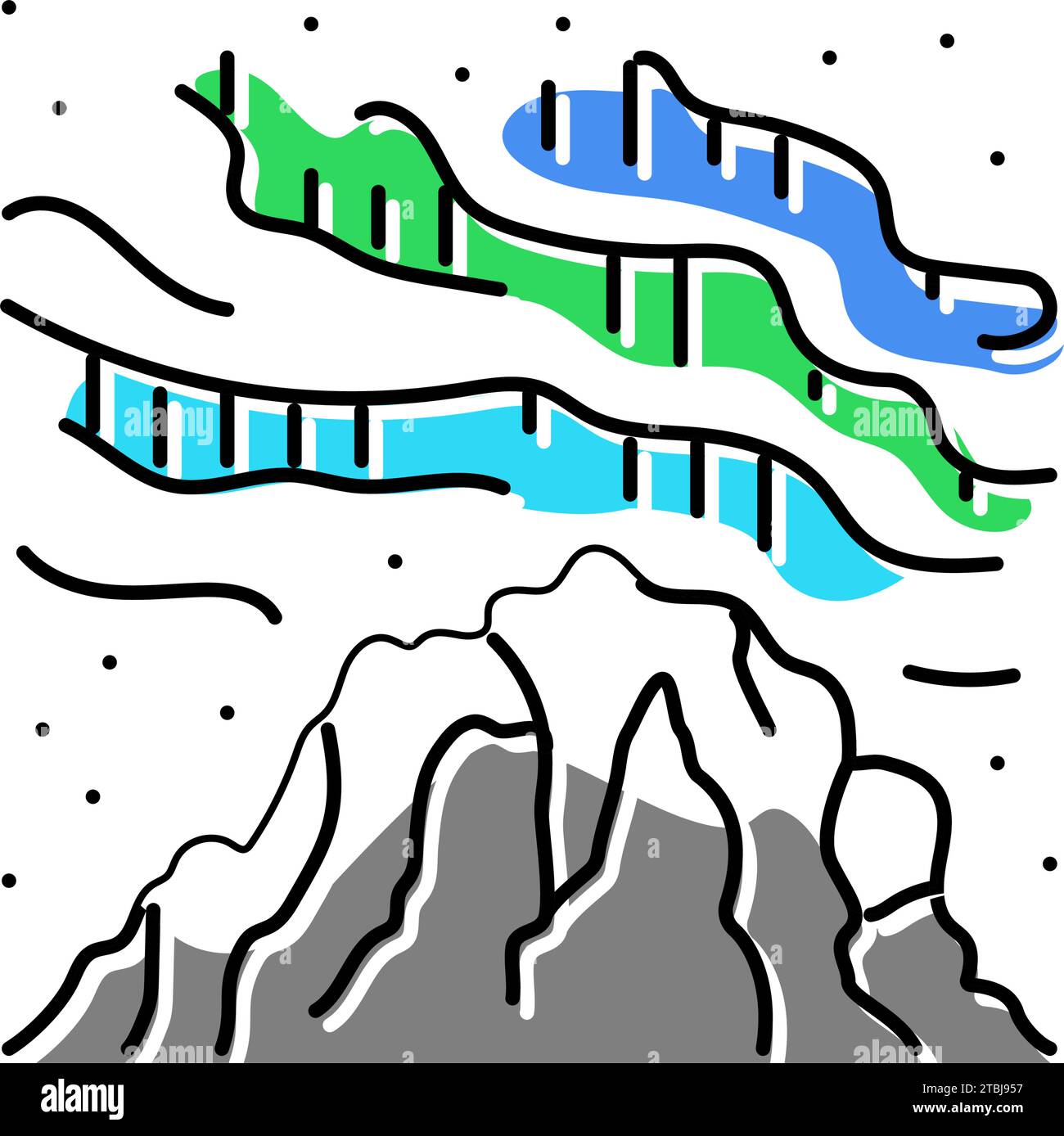 northern lights winter season color icon vector illustration Stock ...