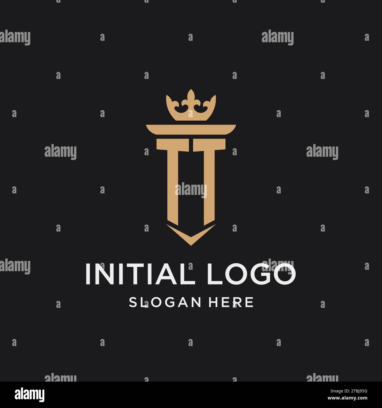 TT monogram with medieval style, luxury and elegant initial logo design ideas Stock Vector