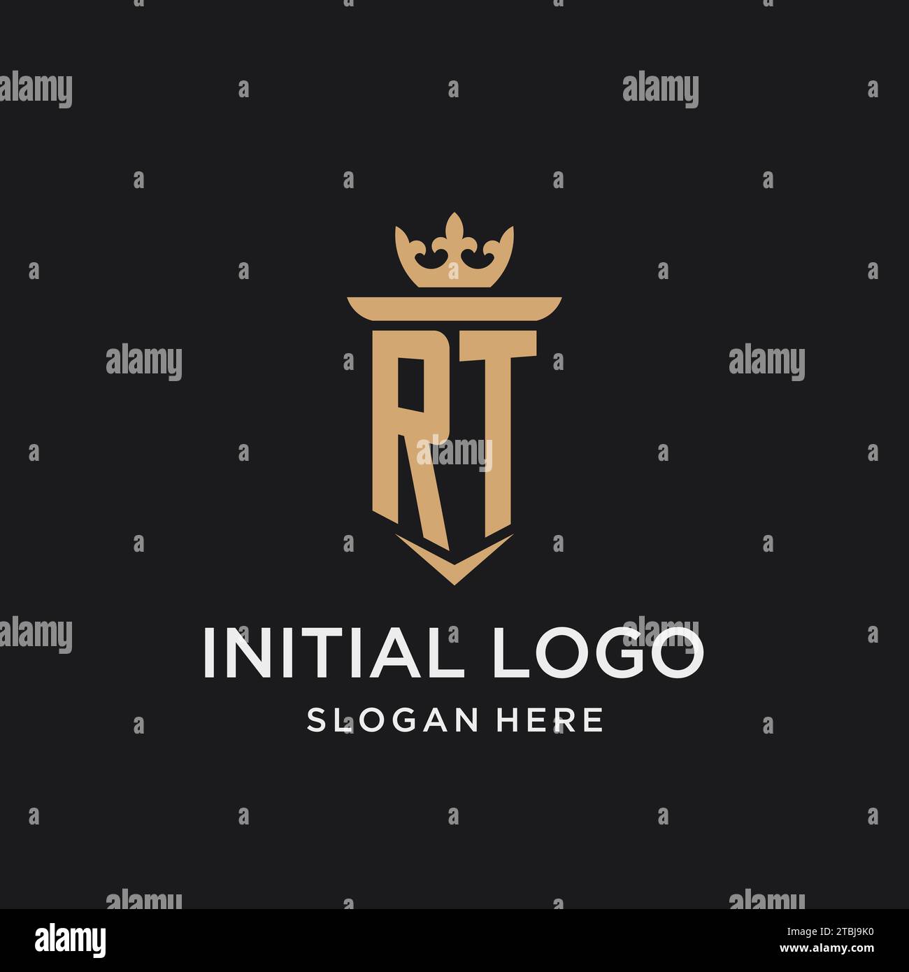 RT monogram with medieval style, luxury and elegant initial logo design ideas Stock Vector