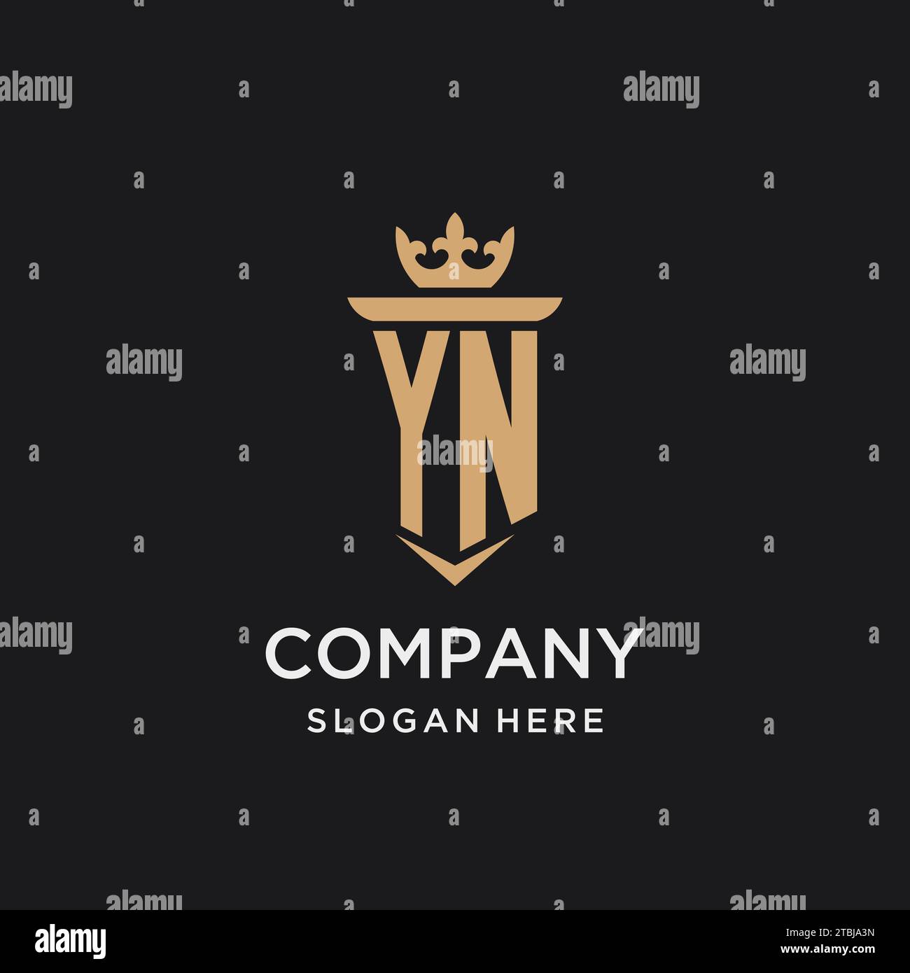 YN monogram with medieval style, luxury and elegant initial logo design ideas Stock Vector