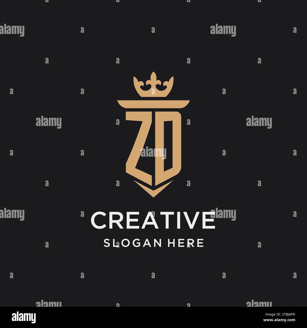 ZD monogram with medieval style, luxury and elegant initial logo design ideas Stock Vector
