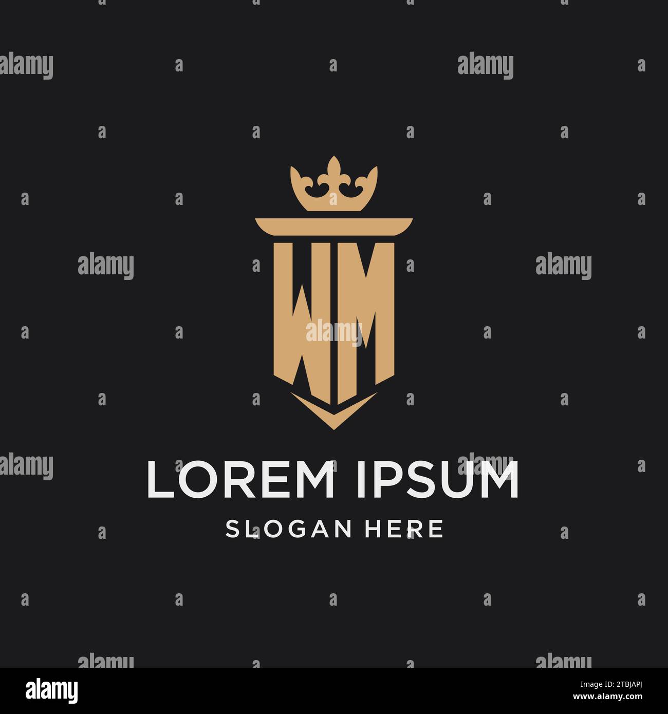 WM monogram with medieval style, luxury and elegant initial logo design ideas Stock Vector