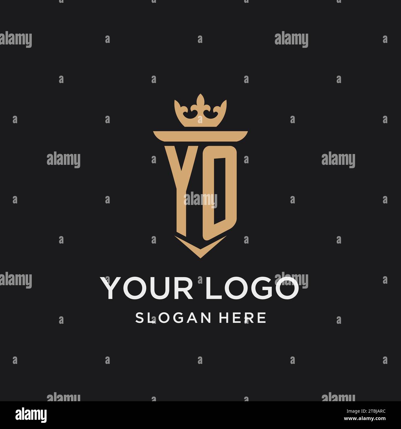 YO monogram with medieval style, luxury and elegant initial logo design ideas Stock Vector