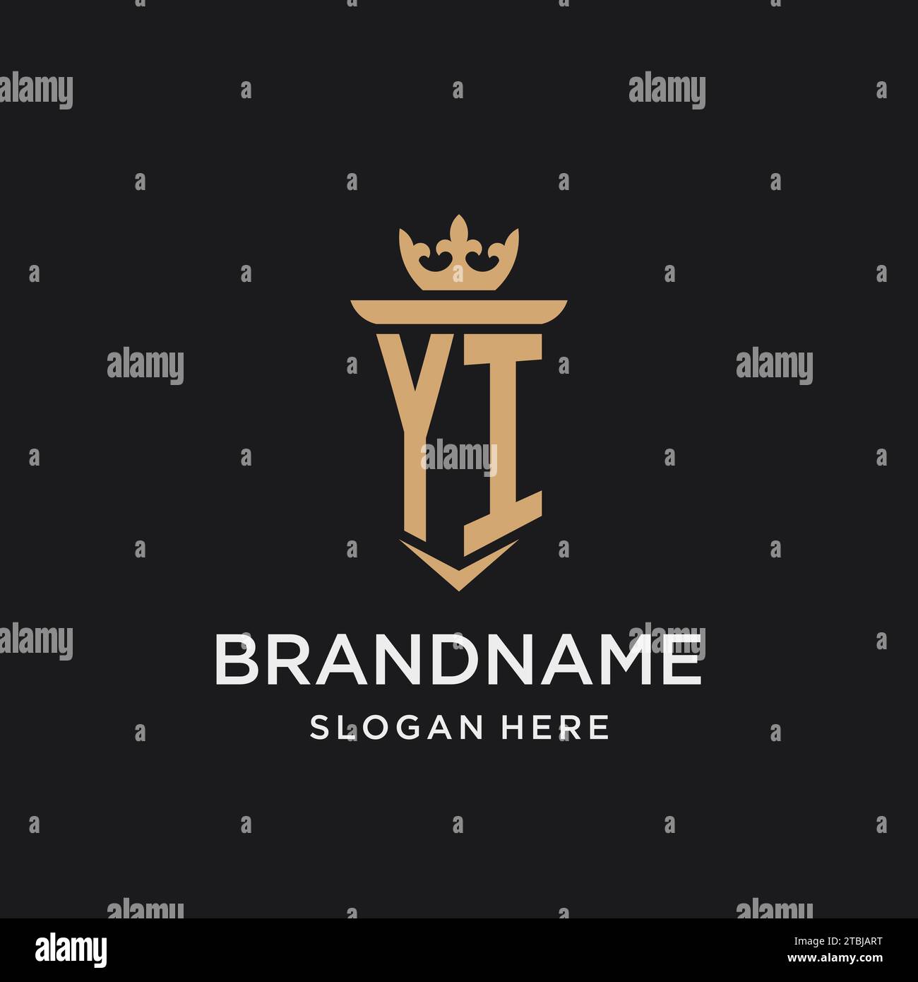 YI monogram with medieval style, luxury and elegant initial logo design ideas Stock Vector