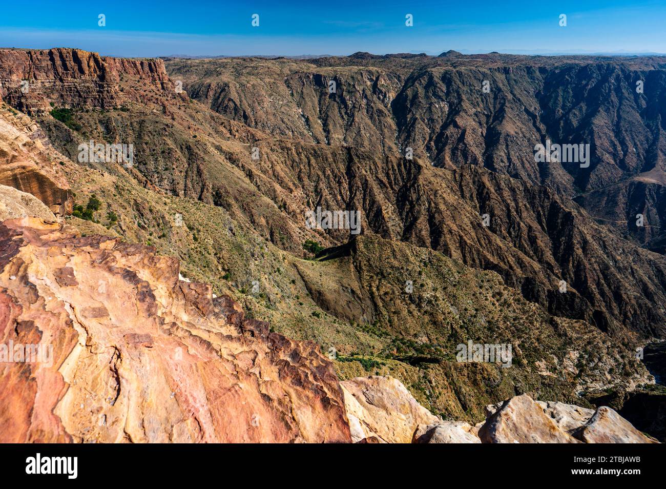 The Asir Mountains from the Habala (Al-Habalah) viewpoint, one of the most popular travel destination in Saudi Arabia. Stock Photo