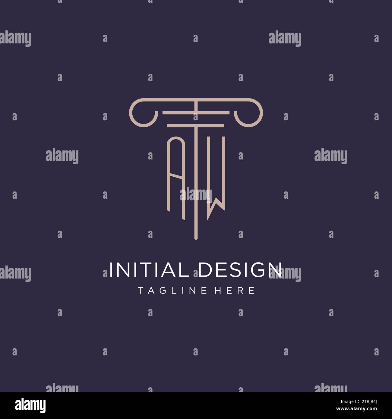AW initial with pillar logo design, luxury law office logo style design ...