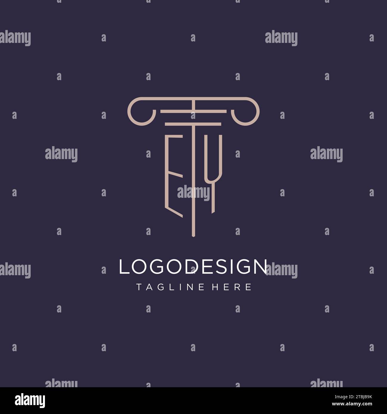 EY initial with pillar logo design, luxury law office logo style design ...