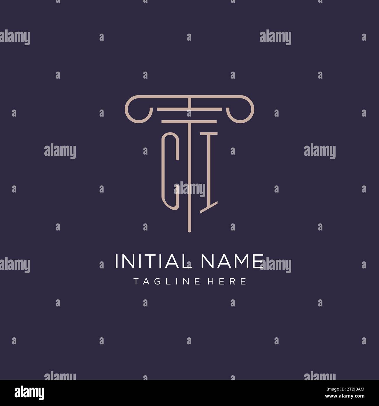 CI initial with pillar logo design, luxury law office logo style design ...