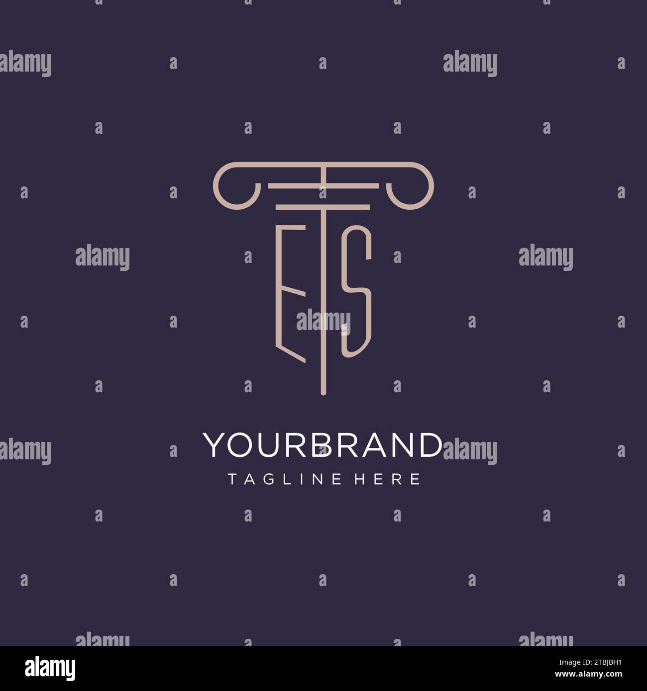 ES initial with pillar logo design, luxury law office logo style design ideas Stock Vector