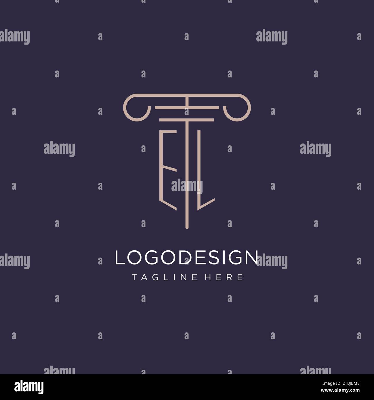 EL initial with pillar logo design, luxury law office logo style design ...