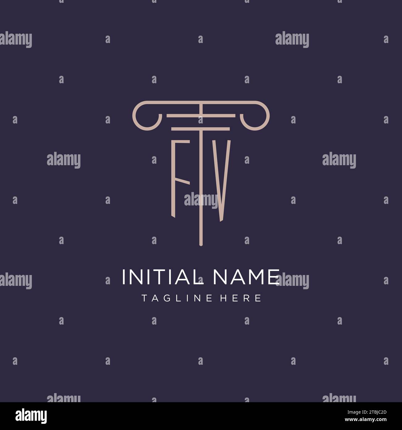 FV initial with pillar logo design, luxury law office logo style design ...