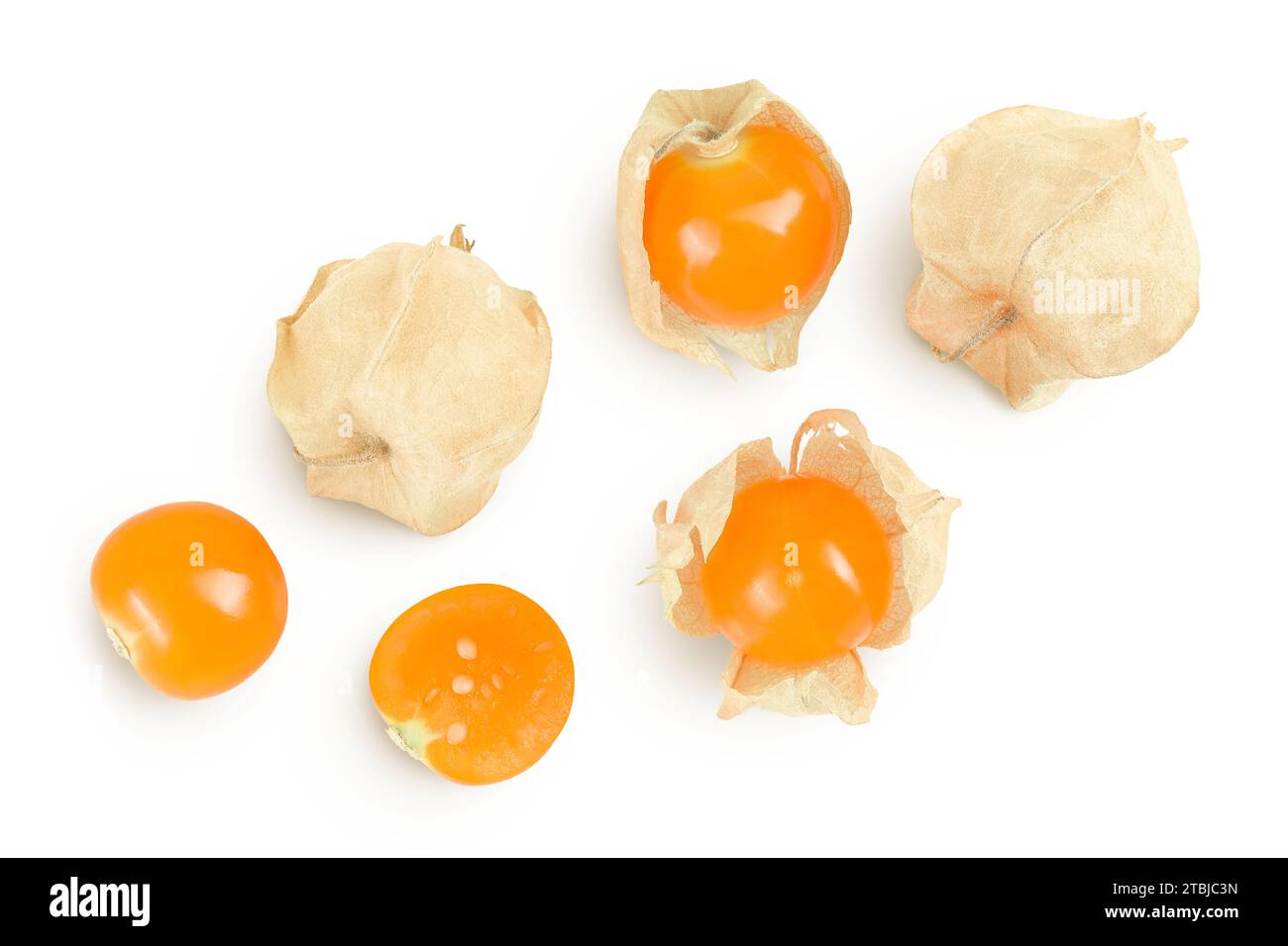 Cape gooseberry or physalis isolated on white background wit full depth ...
