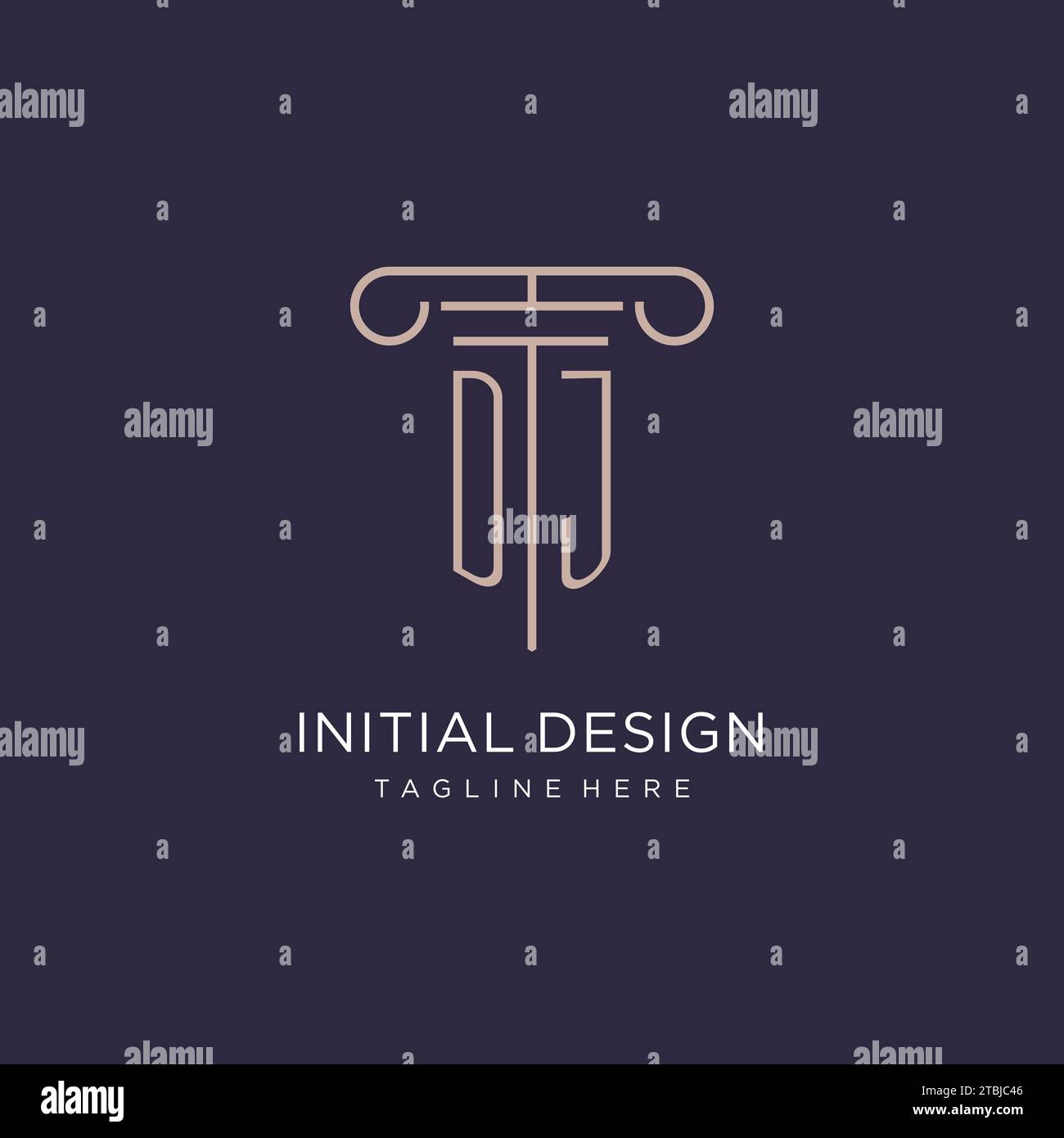 DJ initial with pillar logo design, luxury law office logo style design ...