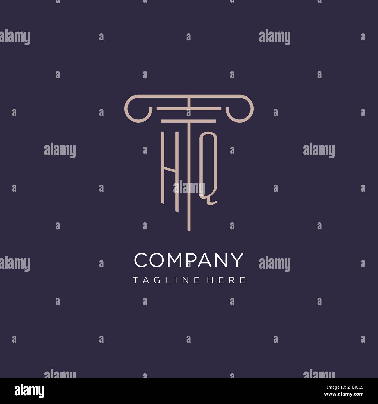 HQ initial with pillar logo design, luxury law office logo style design ...