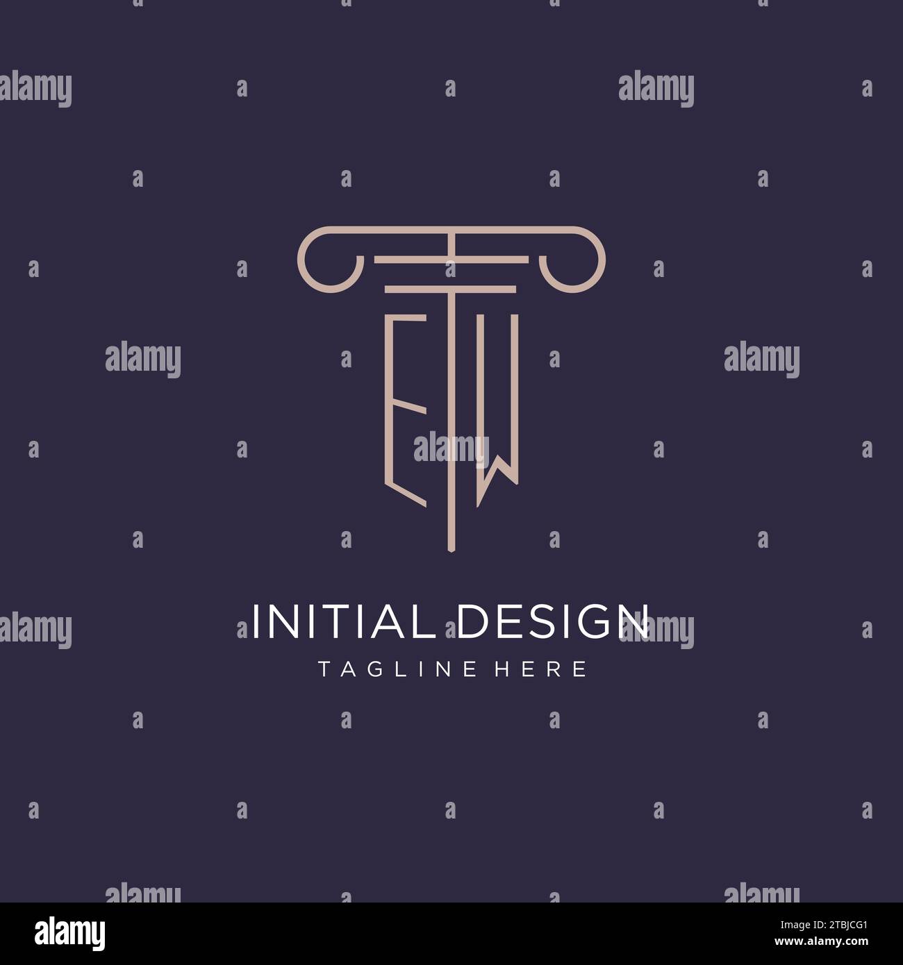 EW initial with pillar logo design, luxury law office logo style design ...