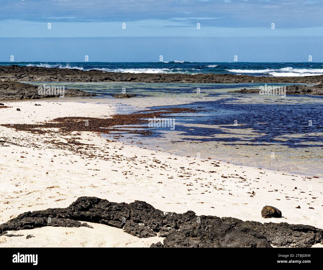 Natural tidal pools of The Playa de los Charcos beach - Natural Pools of Los Laguitos Beach or Los Charcos on Fuerteventura, Canary islands, Spain. 24 Stock Photo