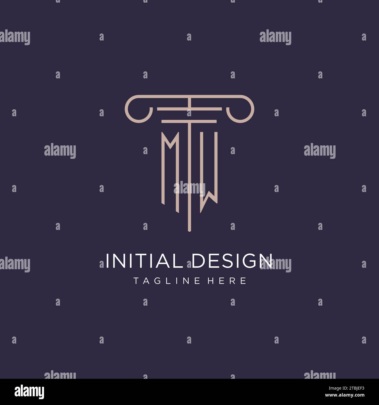 MW initial with pillar logo design, luxury law office logo style design ...